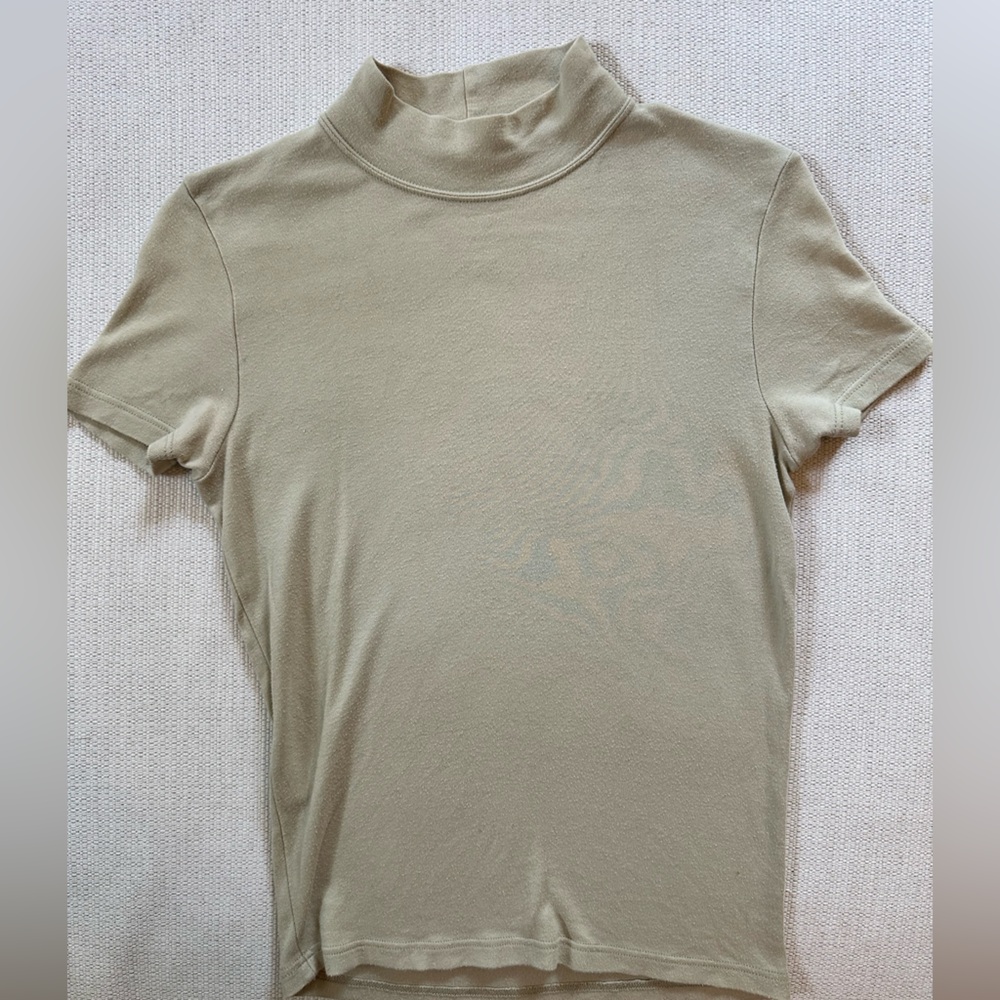 J Crew mock neck pale green tee, size small